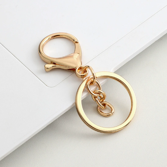 Shuokecrafts 30mm Flat Keyring+ Lobster Clasp + 8 Shape Buckle or With 4-Link Chain