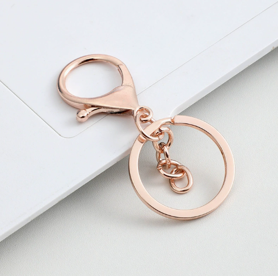 Shuokecrafts 30mm Flat Keyring+ Lobster Clasp + 8 Shape Buckle or With 4-Link Chain