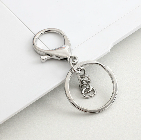 Shuokecrafts 30mm Flat Keyring+ Lobster Clasp + 8 Shape Buckle or With 4-Link Chain