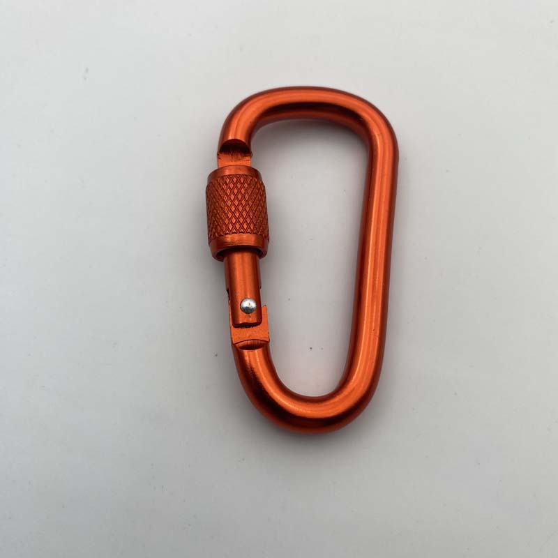 Shuokecrafts Lightweight D Shaped Aluminum Alloy Plain Finish Key Chain 6# CLIP Hooks Spring Carabiner with Screw Lock