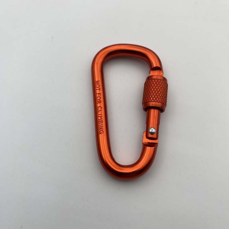Shuokecrafts Lightweight D Shaped Aluminum Alloy Plain Finish Key Chain 6# CLIP Hooks Spring Carabiner with Screw Lock