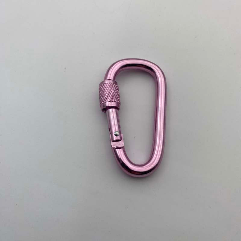 Shuokecrafts Lightweight D Shaped Aluminum Alloy Plain Finish Key Chain 6# CLIP Hooks Spring Carabiner with Screw Lock