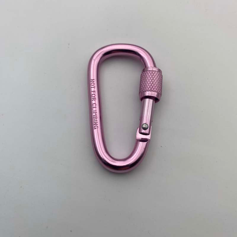 Shuokecrafts Lightweight D Shaped Aluminum Alloy Plain Finish Key Chain 6# CLIP Hooks Spring Carabiner with Screw Lock