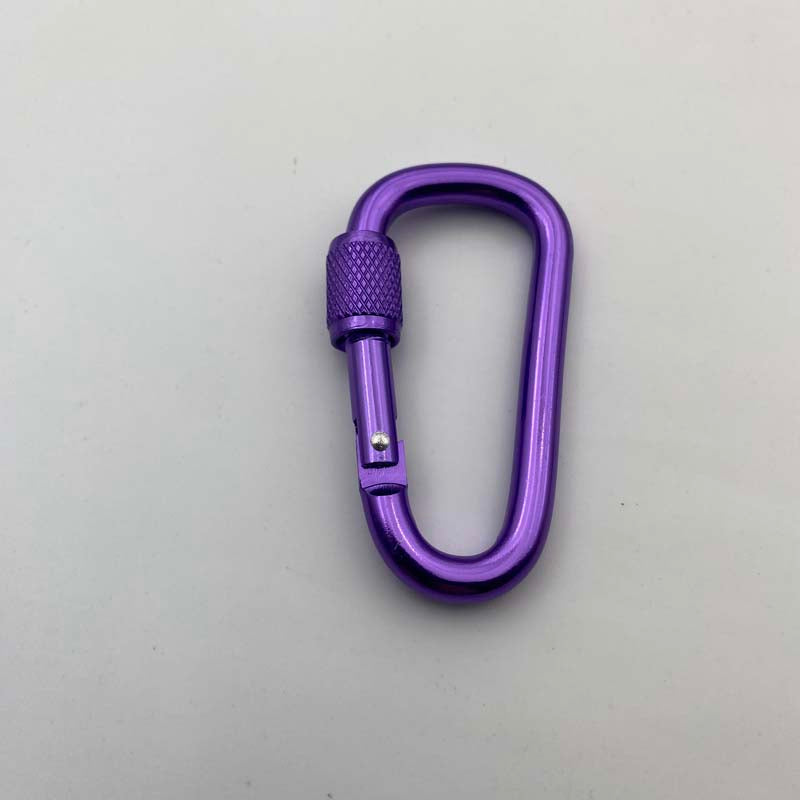 Shuokecrafts Lightweight D Shaped Aluminum Alloy Plain Finish Key Chain 6# CLIP Hooks Spring Carabiner with Screw Lock