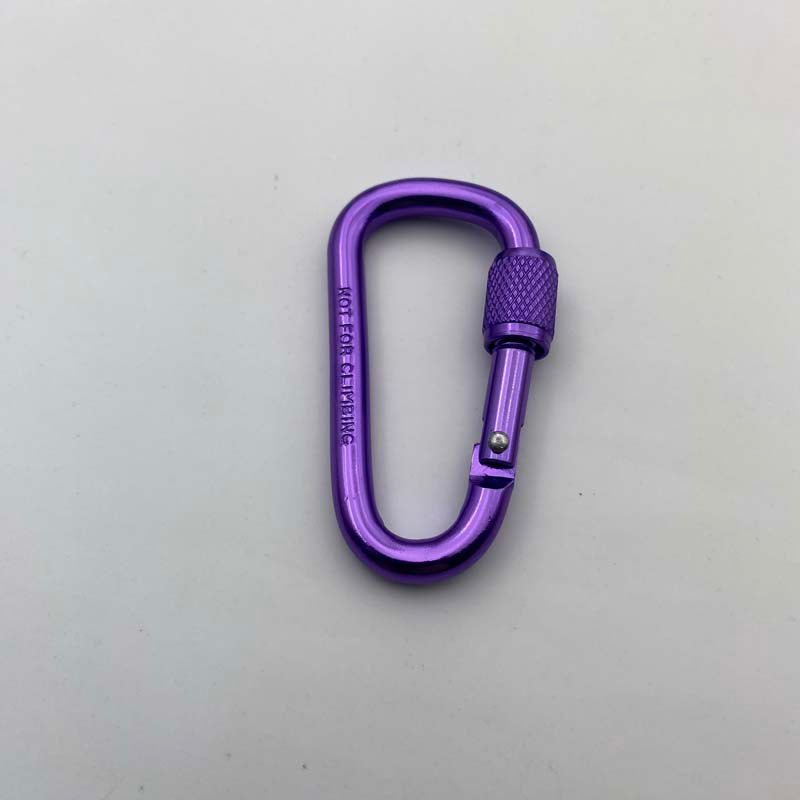Shuokecrafts Lightweight D Shaped Aluminum Alloy Plain Finish Key Chain 6# CLIP Hooks Spring Carabiner with Screw Lock