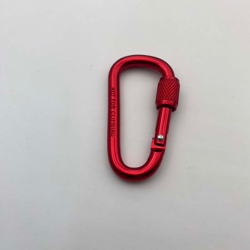 Shuokecrafts Lightweight D Shaped Aluminum Alloy Plain Finish Key Chain 6# CLIP Hooks Spring Carabiner with Screw Lock