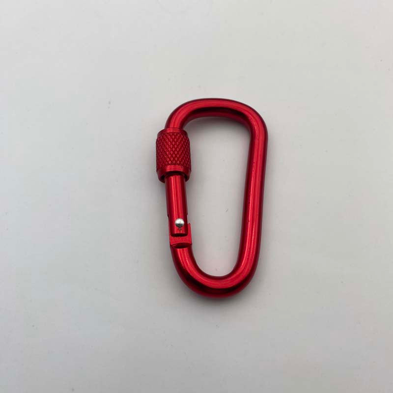 Shuokecrafts Lightweight D Shaped Aluminum Alloy Plain Finish Key Chain 6# CLIP Hooks Spring Carabiner with Screw Lock