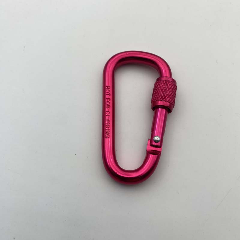 Shuokecrafts Lightweight D Shaped Aluminum Alloy Plain Finish Key Chain 6# CLIP Hooks Spring Carabiner with Screw Lock