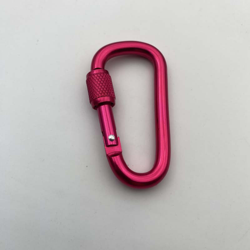 Shuokecrafts Lightweight D Shaped Aluminum Alloy Plain Finish Key Chain 6# CLIP Hooks Spring Carabiner with Screw Lock