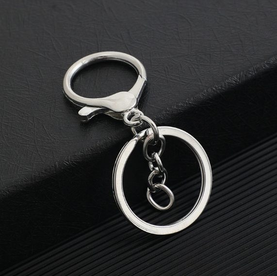 Shuokecrafts 30mm Flat Keyring+ Lobster Clasp + 8 Shape Buckle or With 4-Link Chain