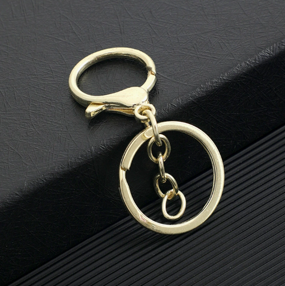 Shuokecrafts 30mm Flat Keyring+ Lobster Clasp + 8 Shape Buckle or With 4-Link Chain
