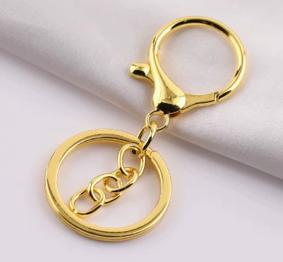 Shuokecrafts 30mm Flat Keyring+ Lobster Clasp + 8 Shape Buckle or With 4-Link Chain
