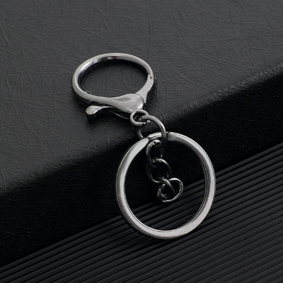 Shuokecrafts 30mm Flat Keyring+ Lobster Clasp + 8 Shape Buckle or With 4-Link Chain