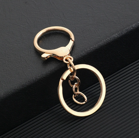 Shuokecrafts 30mm Flat Keyring+ Lobster Clasp + 8 Shape Buckle or With 4-Link Chain