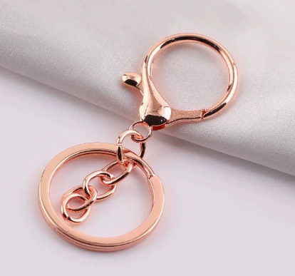 Shuokecrafts 30mm Flat Keyring+ Lobster Clasp + 8 Shape Buckle or With 4-Link Chain