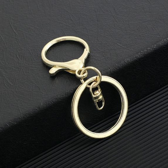 Shuokecrafts 30mm Flat Keyring+ Lobster Clasp + 8 Shape Buckle or With 4-Link Chain