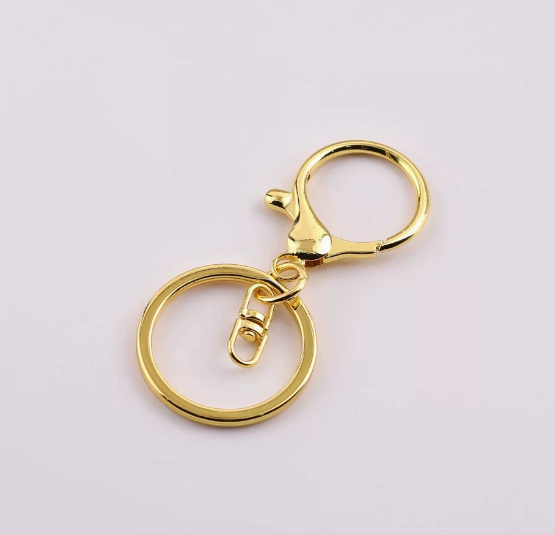 Shuokecrafts 30mm Flat Keyring+ Lobster Clasp + 8 Shape Buckle or With 4-Link Chain
