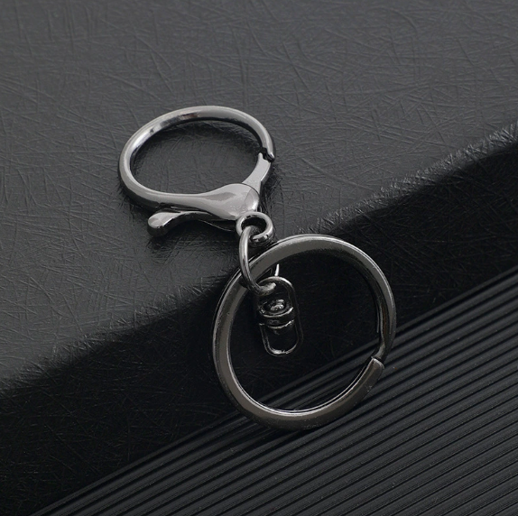 Shuokecrafts 30mm Flat Keyring+ Lobster Clasp + 8 Shape Buckle or With 4-Link Chain