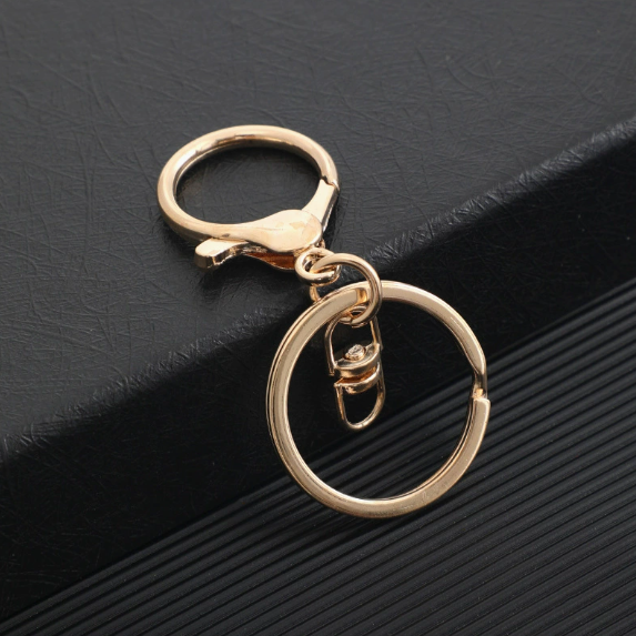 Shuokecrafts 30mm Flat Keyring+ Lobster Clasp + 8 Shape Buckle or With 4-Link Chain
