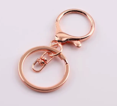 Shuokecrafts 30mm Flat Keyring+ Lobster Clasp + 8 Shape Buckle or With 4-Link Chain