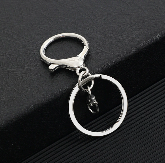 Shuokecrafts 30mm Flat Keyring+ Lobster Clasp + 8 Shape Buckle or With 4-Link Chain