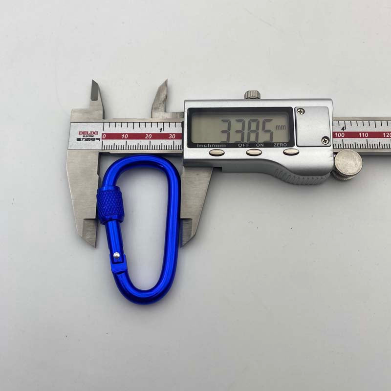 Shuokecrafts Lightweight D Shaped Aluminum Alloy Plain Finish Key Chain 6# CLIP Hooks Spring Carabiner with Screw Lock