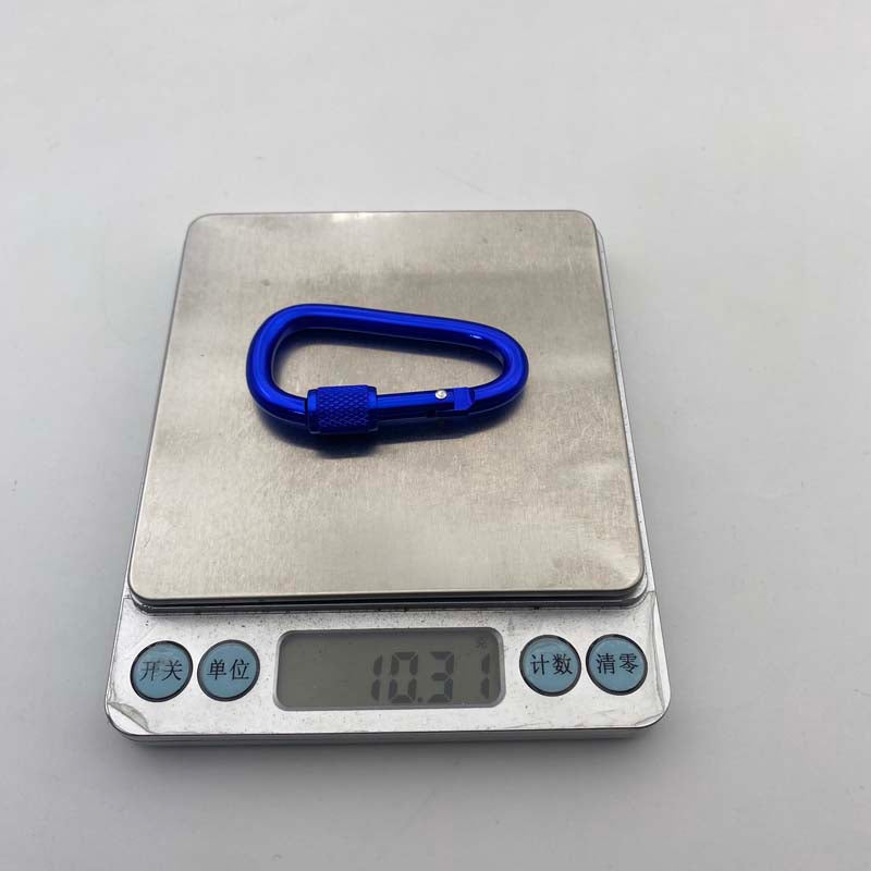 Shuokecrafts Lightweight D Shaped Aluminum Alloy Plain Finish Key Chain 6# CLIP Hooks Spring Carabiner with Screw Lock