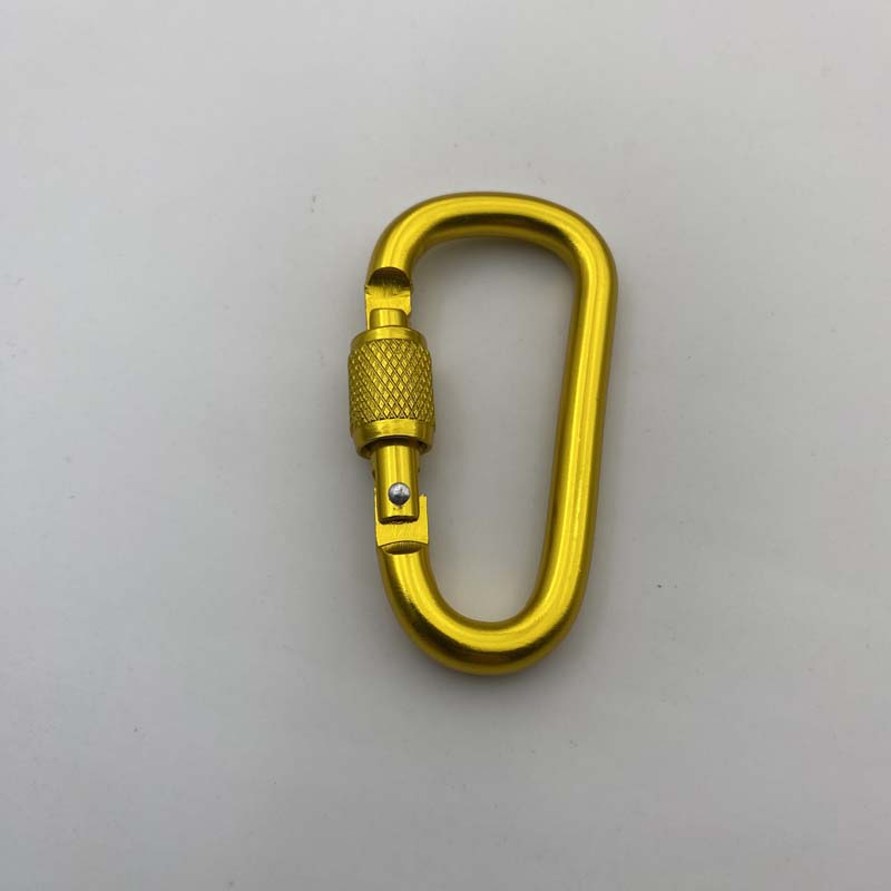 Shuokecrafts Lightweight D Shaped Aluminum Alloy Plain Finish Key Chain 6# CLIP Hooks Spring Carabiner with Screw Lock
