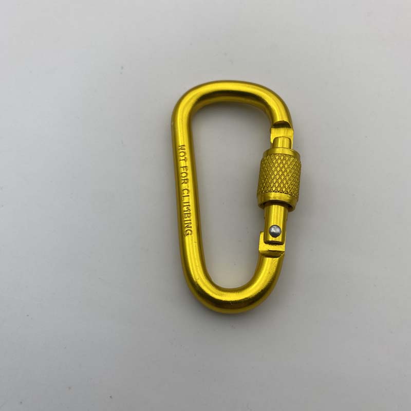 Shuokecrafts Lightweight D Shaped Aluminum Alloy Plain Finish Key Chain 6# CLIP Hooks Spring Carabiner with Screw Lock