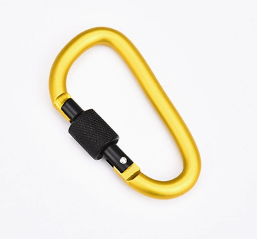 Shuokecrafts 8cm Matte Finish D-Ring Lock Key Camping Hiking Keychain Aluminum Alloy Carabiner with Laser Logo